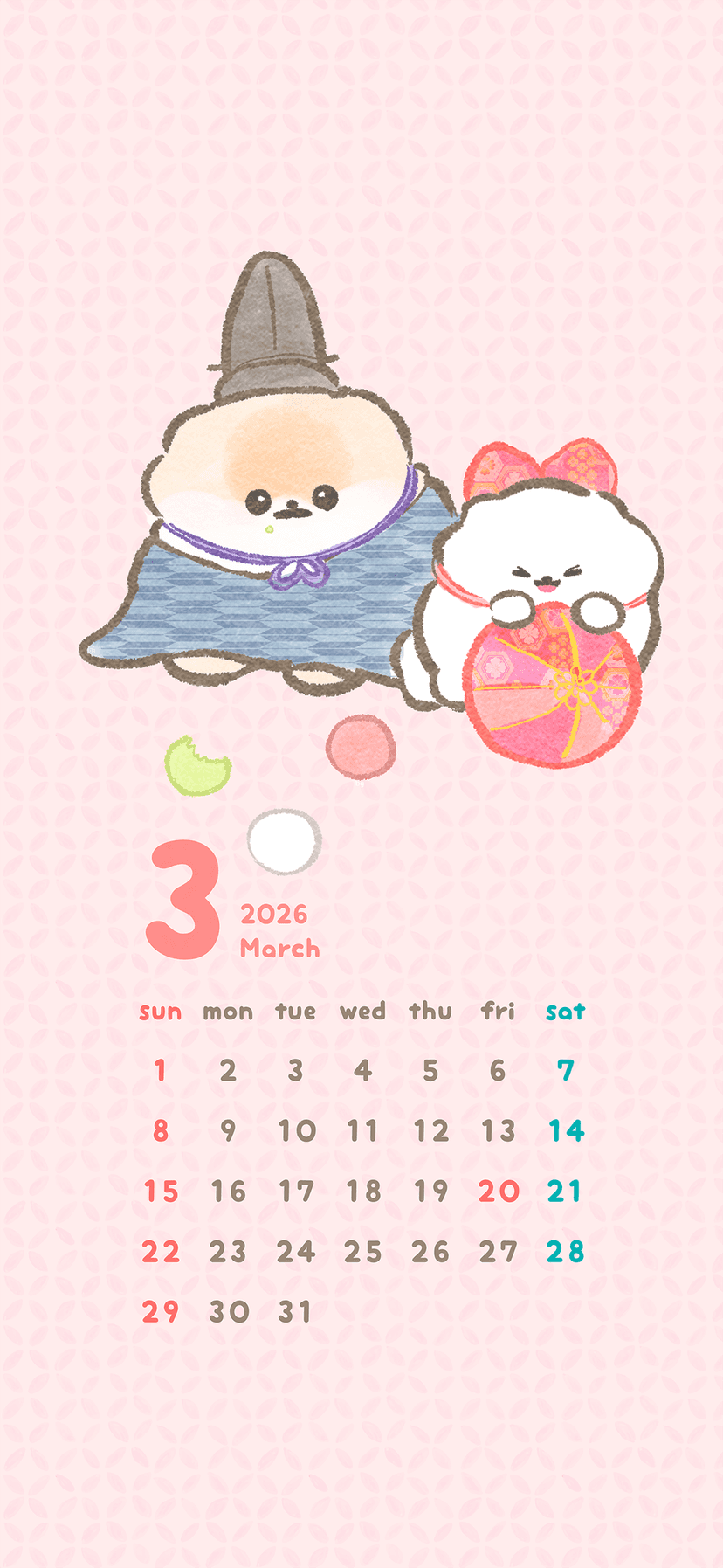 2026年3月 ぽぽちカレンダー