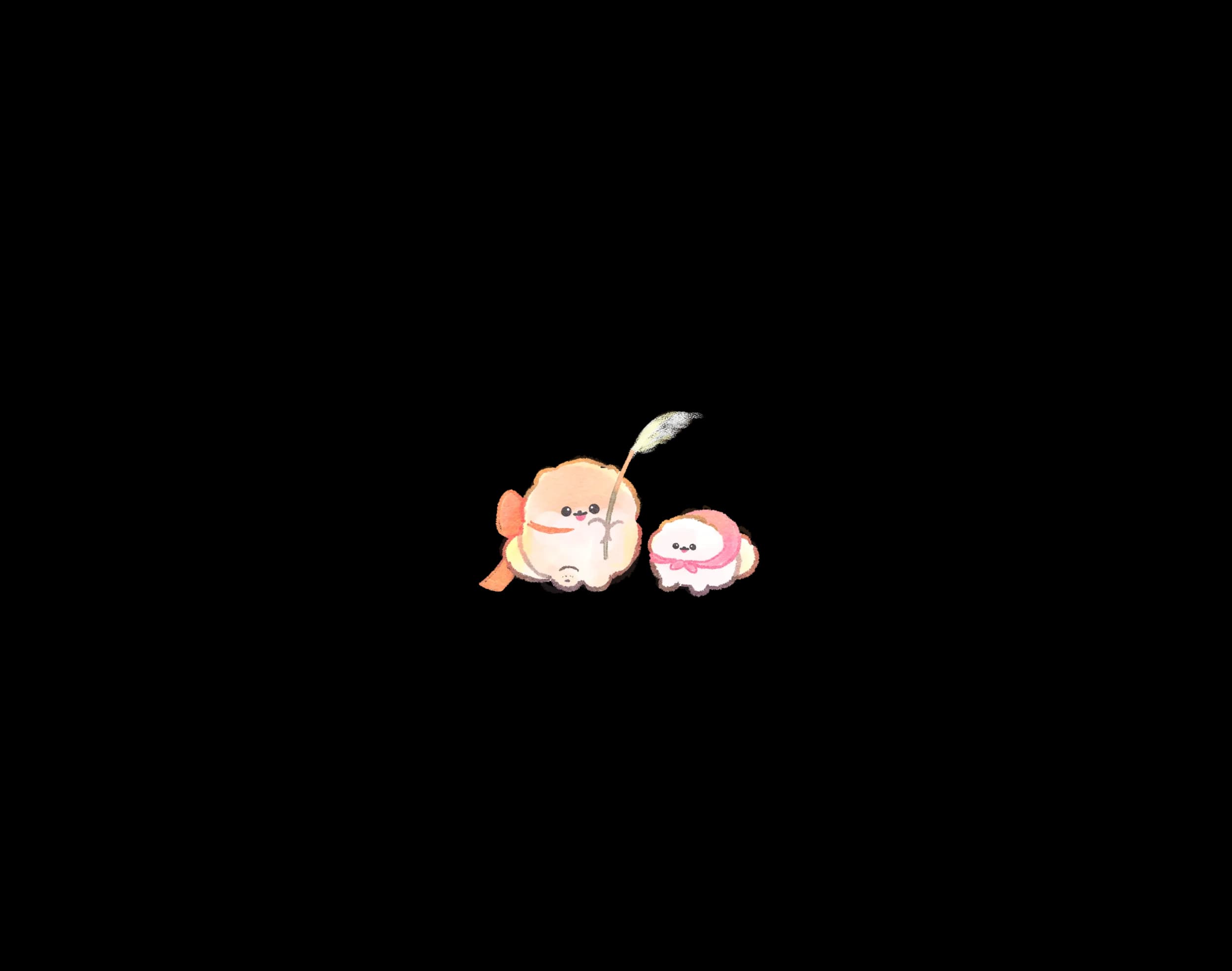 すすきをもったぽぽちとぱぴち